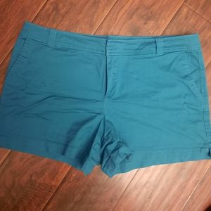 Teal Mid Rise Chino Shorts